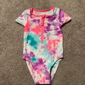 Cat & Jack 18 mo tye dye one piece bathing suit w/ front zipper & easy bottom